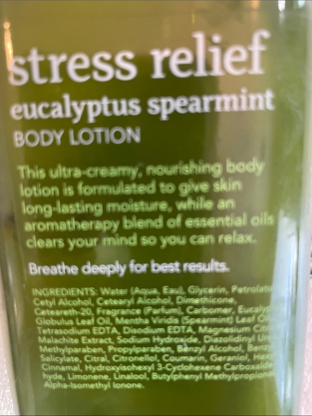 Bath & body Works aromatherapy stress relief eucalyptus spearmint, body lotion - Picture 5 of 6